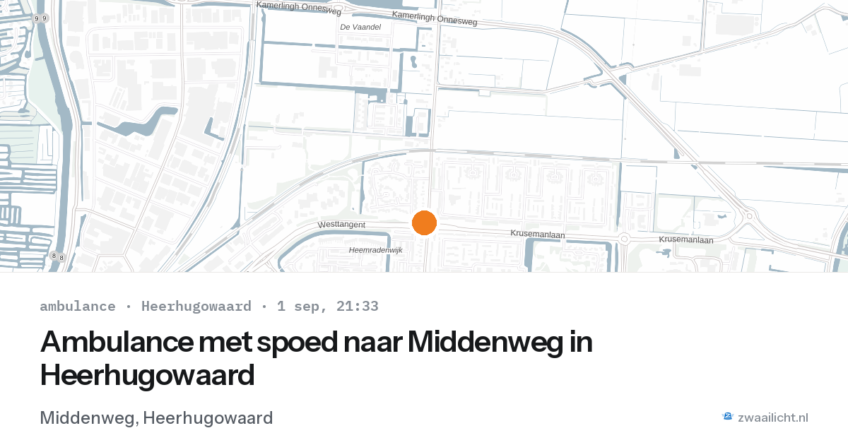 Ambulance met spoed naar Middenweg in Heerhugowaard — 1 sep 2026