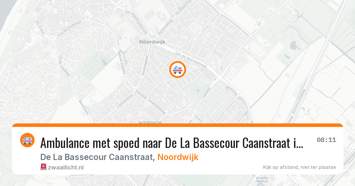 Ambulance met spoed naar De La Bassecour Caanstraat in Noordwijk — 1 aug 2026
