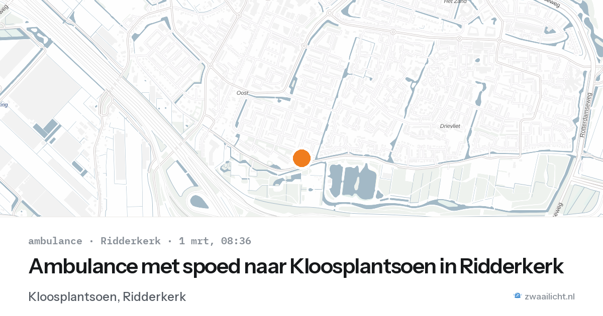 Ambulance met spoed naar Kloosplantsoen in Ridderkerk — 1 mrt 2026
