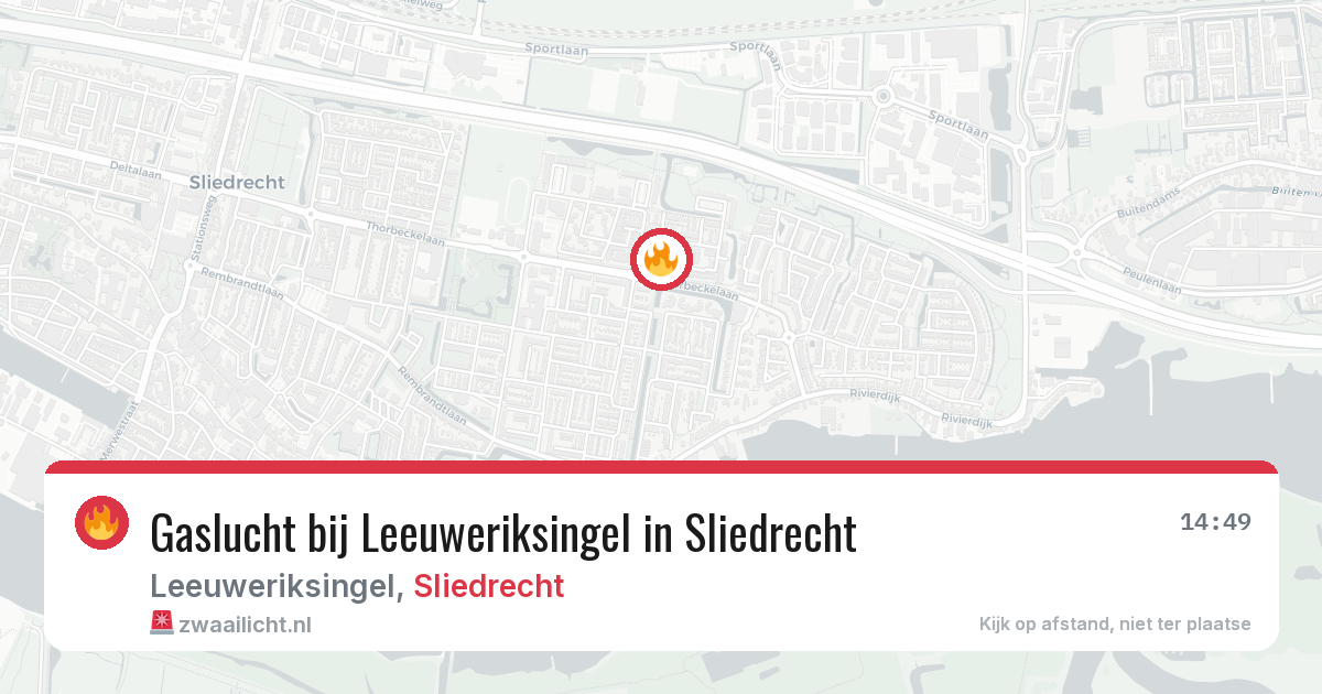 Gaslucht bij Leeuweriksingel in Sliedrecht — 20 jun 2026