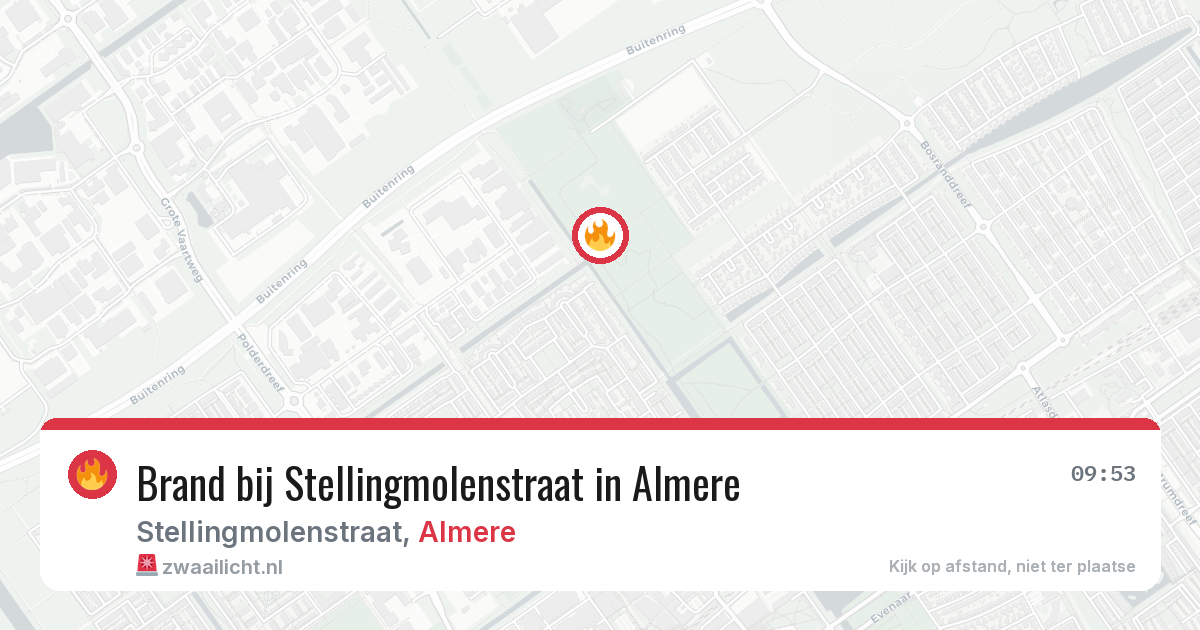 Brand bij Stellingmolenstraat in Almere — 9 aug 2026