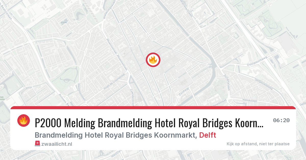 P2000 Melding Brandmelding Hotel Royal Bridges Koornmarkt, Delft — 30 jan 2026