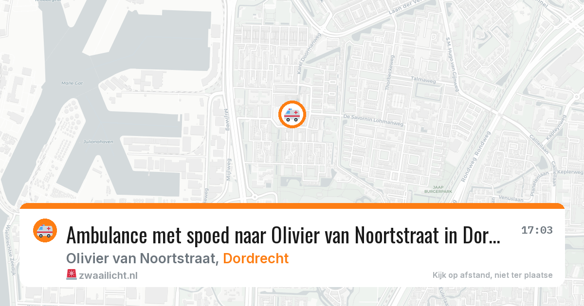 Ambulance met spoed naar Olivier van Noortstraat in Dordrecht — 25 jun 2026