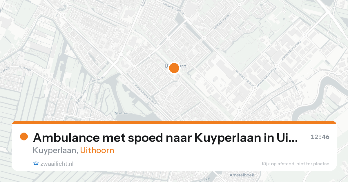 Ambulance met spoed naar Kuyperlaan in Uithoorn — 24 aug 2026