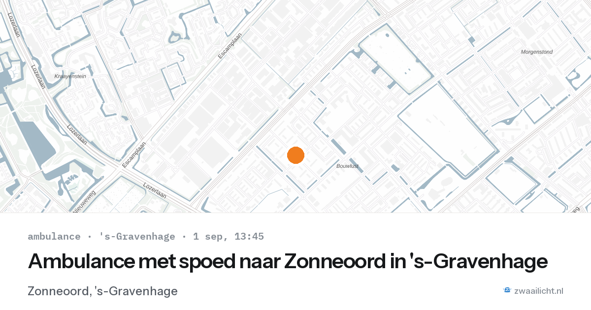 Ambulance met spoed naar Zonneoord in 's-Gravenhage — 1 sep 2026