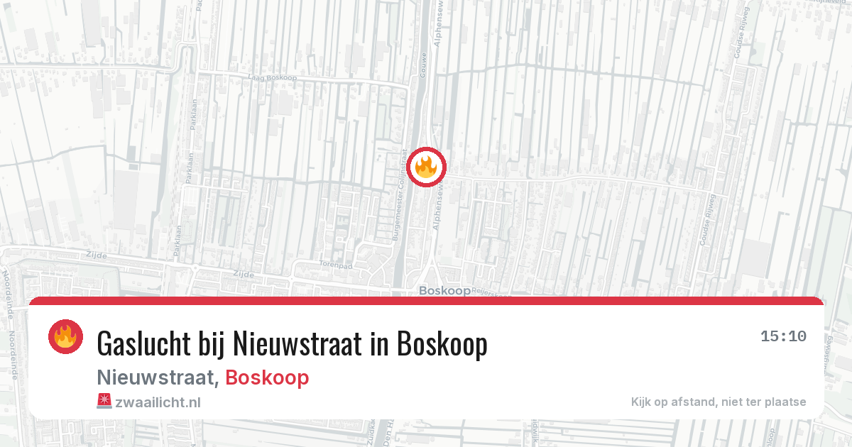 Gaslucht bij Nieuwstraat in Boskoop — 13 mei 2026