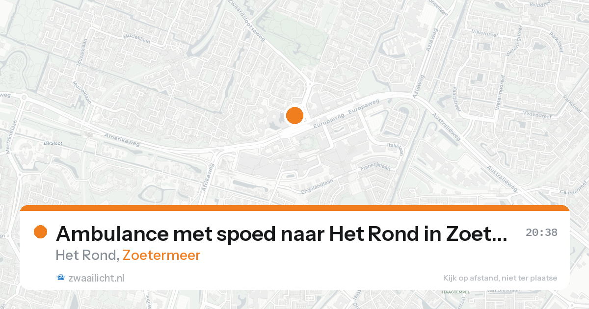 Ambulance met spoed naar Het Rond in Zoetermeer — 16 aug 2026