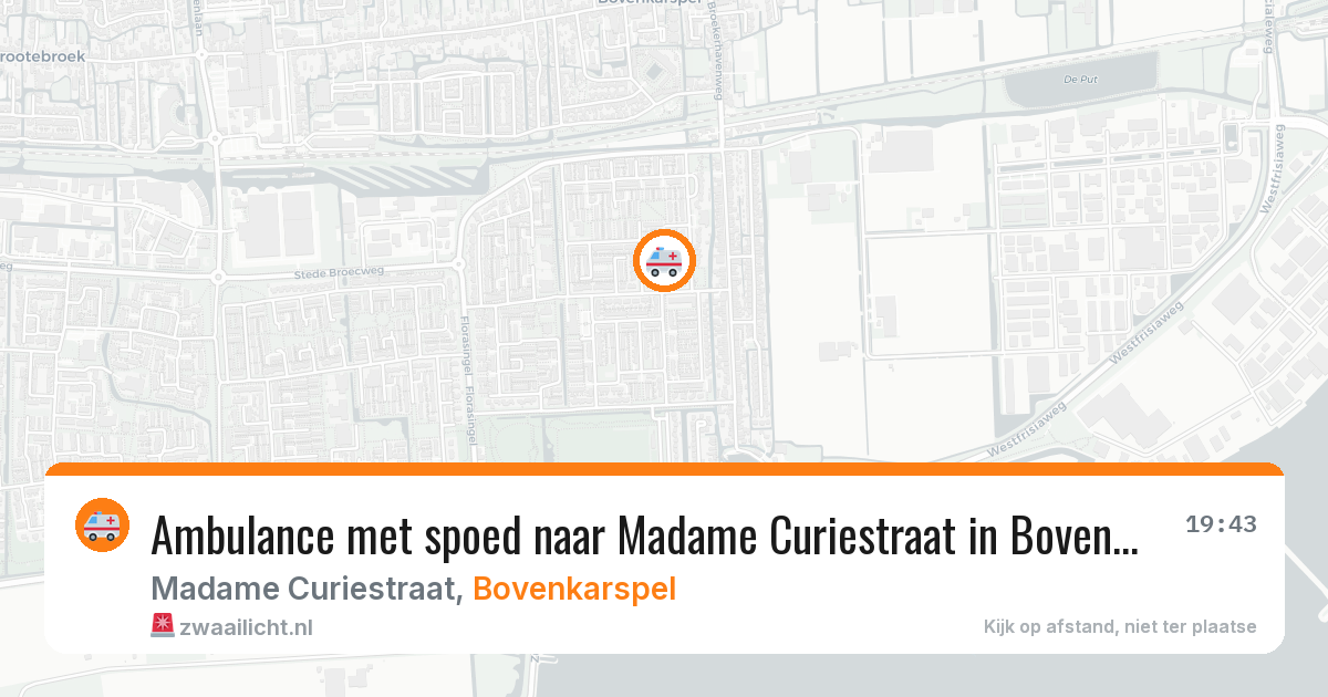 Ambulance met spoed naar Madame Curiestraat in Bovenkarspel — 9 jul 2026