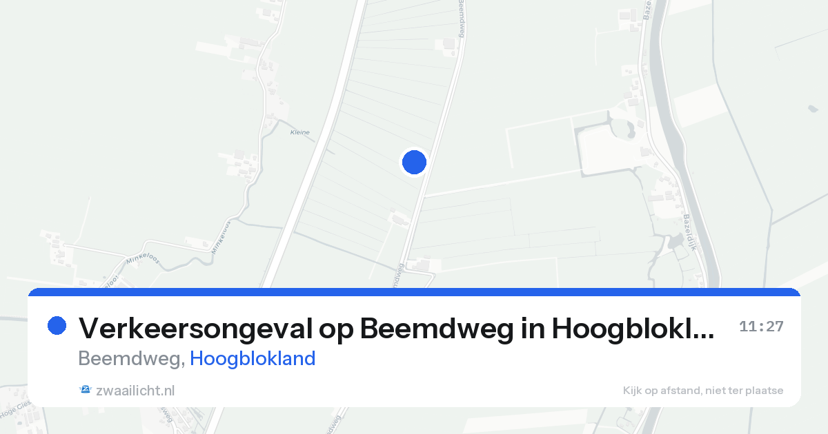 Verkeersongeval op Beemdweg in Hoogblokland — 16 aug 2026