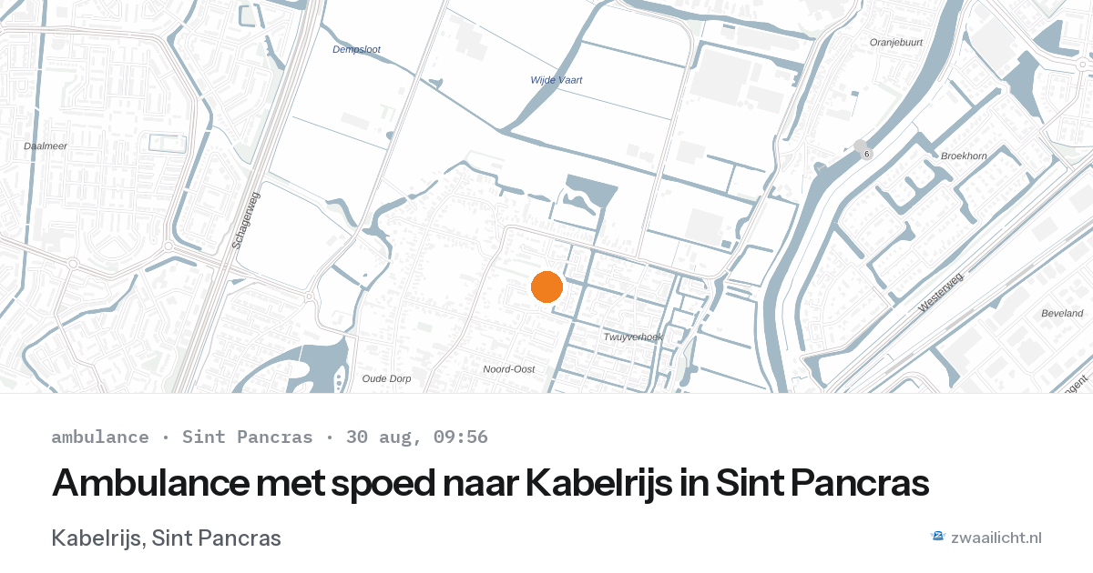 Ambulance met spoed naar Kabelrijs in Sint Pancras — 30 aug 2026