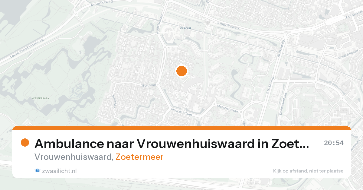 Ambulance naar Vrouwenhuiswaard in Zoetermeer — 25 aug 2026