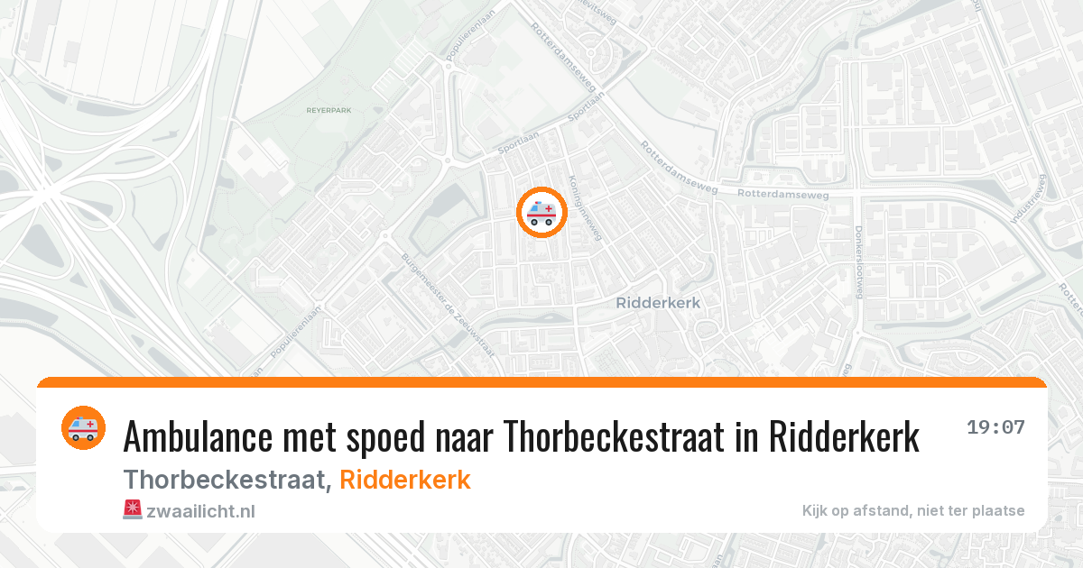 Ambulance met spoed naar Thorbeckestraat in Ridderkerk — 29 mei 2026