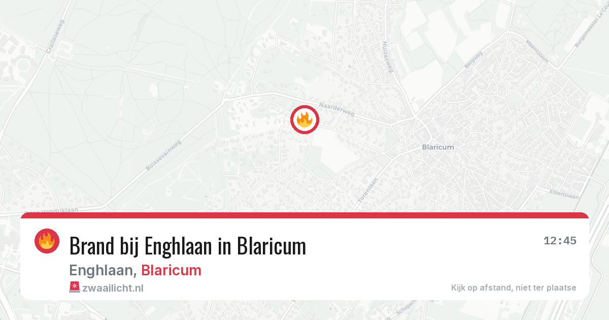 Brand bij Enghlaan in Blaricum — 6 aug 2026