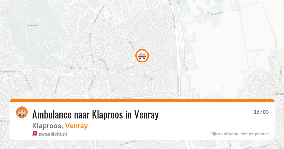 Ambulance naar Klaproos in Venray — 8 jun 2026