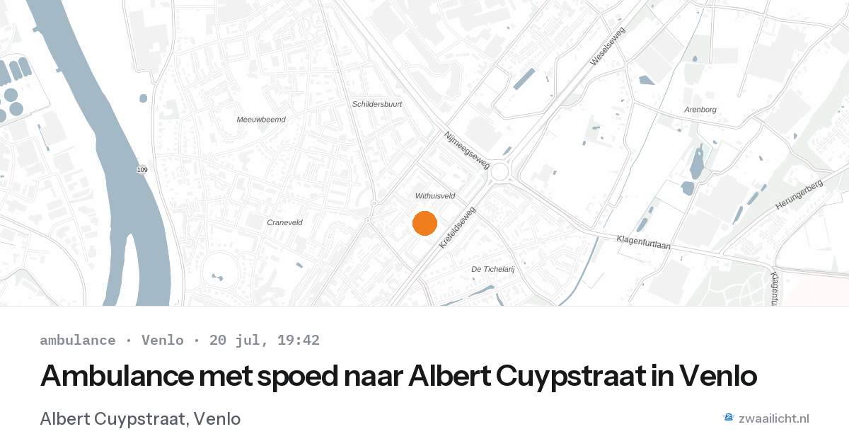 Ambulance met spoed naar Albert Cuypstraat in Venlo — 20 jul 2026