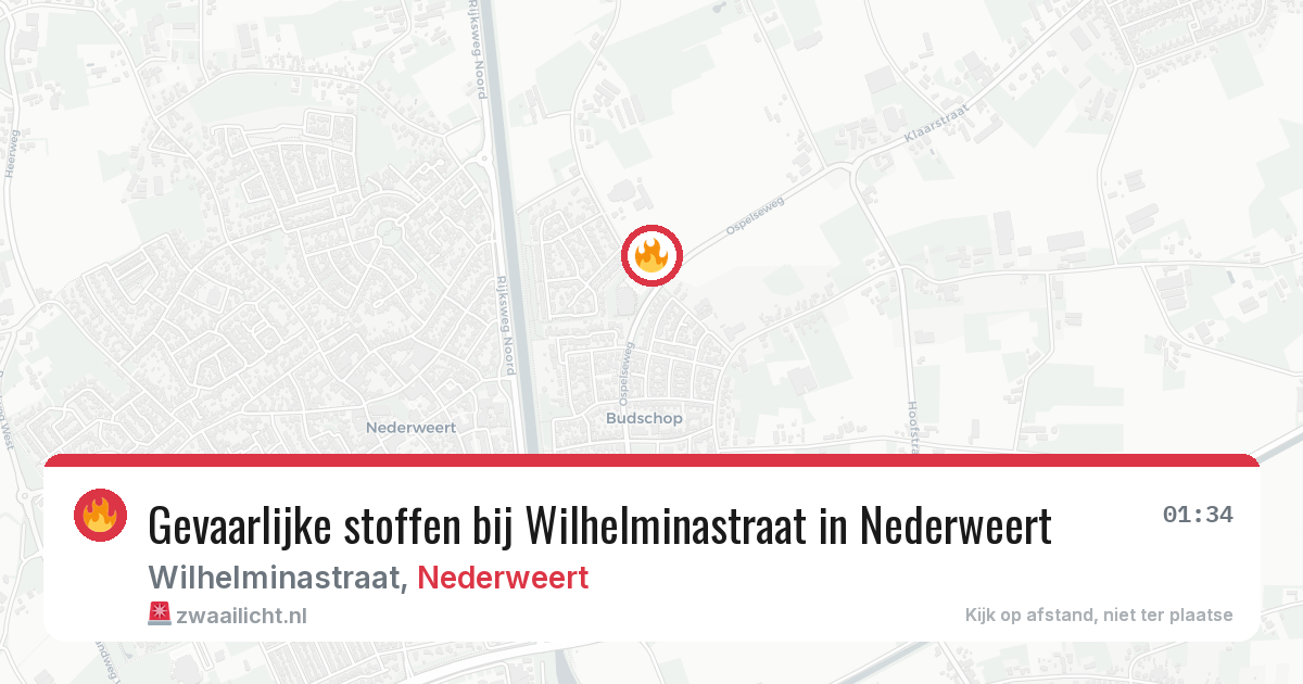 Gevaarlijke stoffen bij Wilhelminastraat in Nederweert — 3 aug 2026