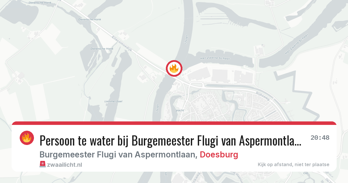 Persoon te water bij Burgemeester Flugi van Aspermontlaan in Doesburg — 12 jul 2026