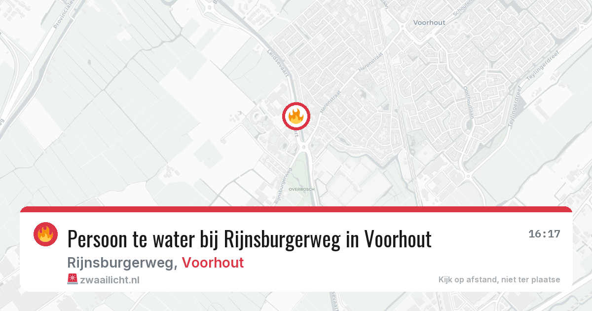 Persoon te water bij Rijnsburgerweg in Voorhout — 9 aug 2026