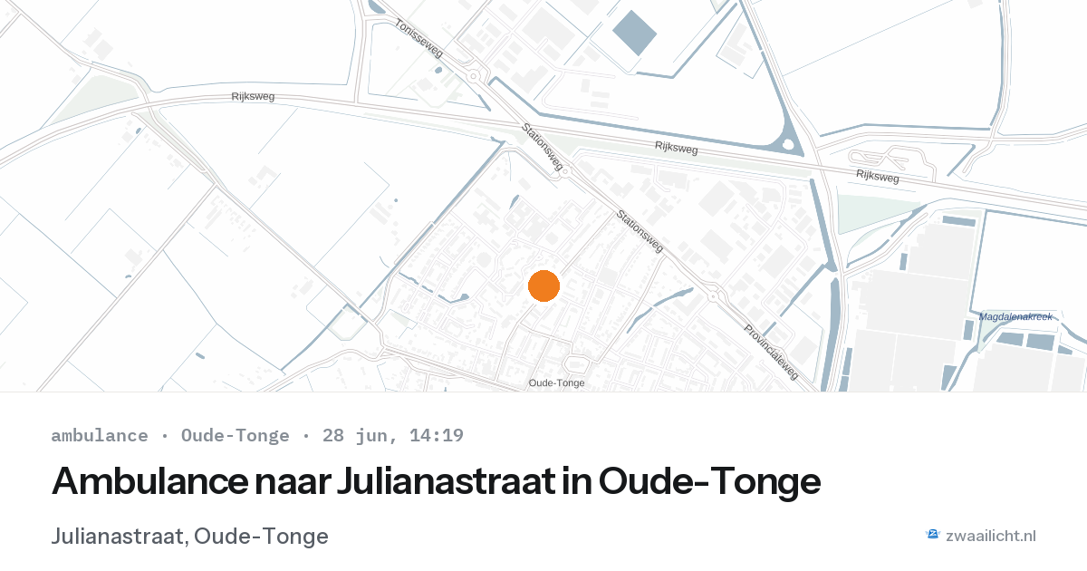 Ambulance naar Julianastraat in Oude-Tonge — 28 jun 2026