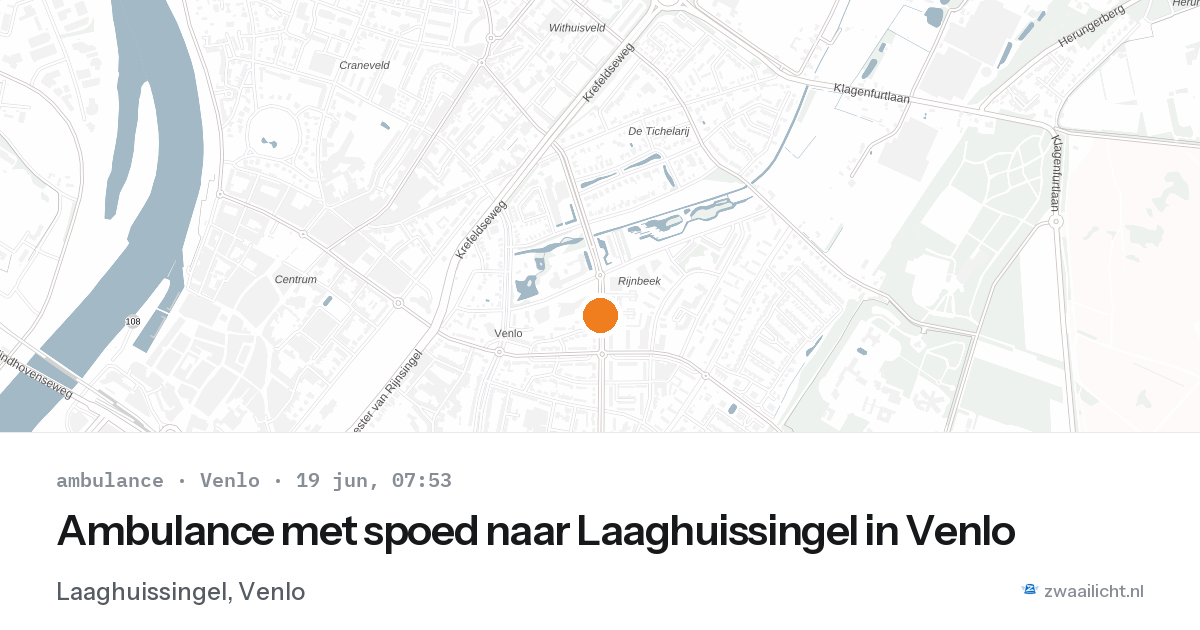 Ambulance met spoed naar Laaghuissingel in Venlo — 19 jun 2026