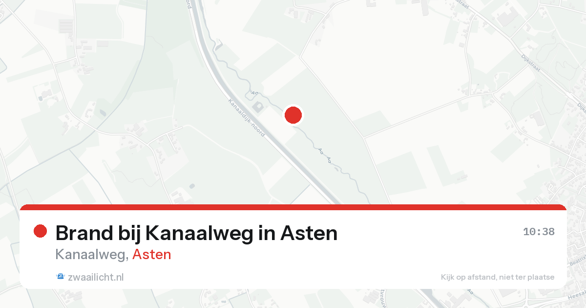 Brand bij Kanaalweg in Asten — 22 aug 2026