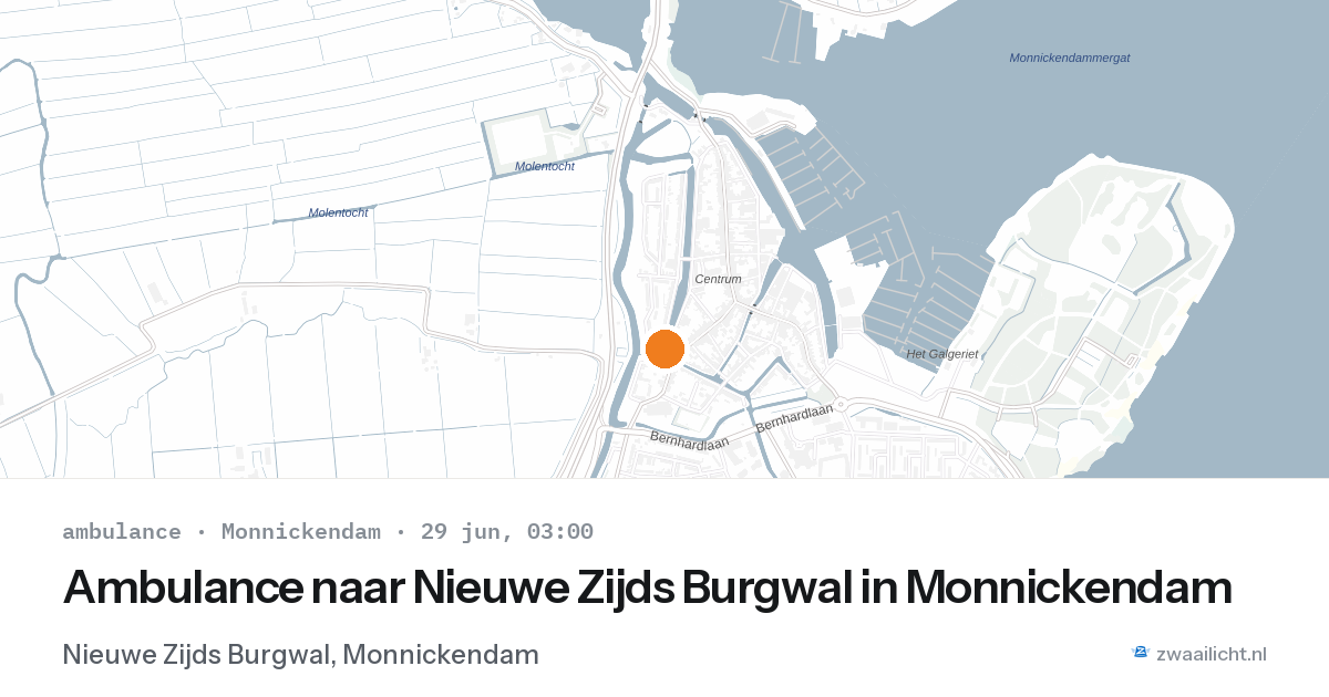 Ambulance naar Nieuwe Zijds Burgwal in Monnickendam — 29 jun 2026