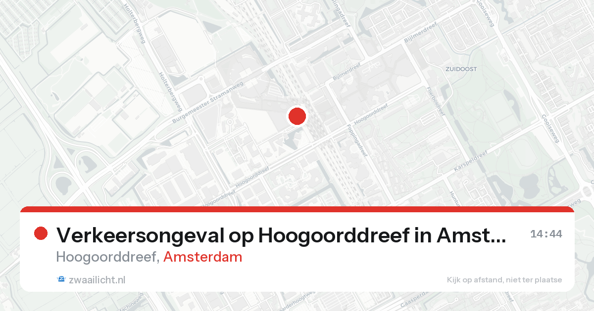 Verkeersongeval op Hoogoorddreef in Amsterdam — 23 aug 2026