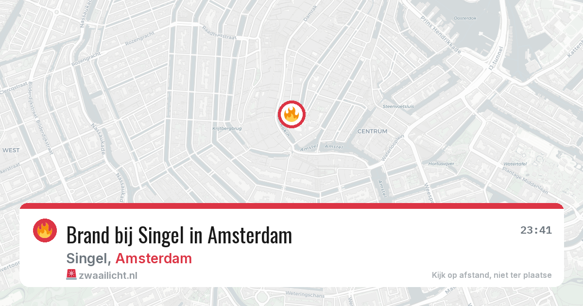 Brand bij Singel in Amsterdam — 7 apr 2026