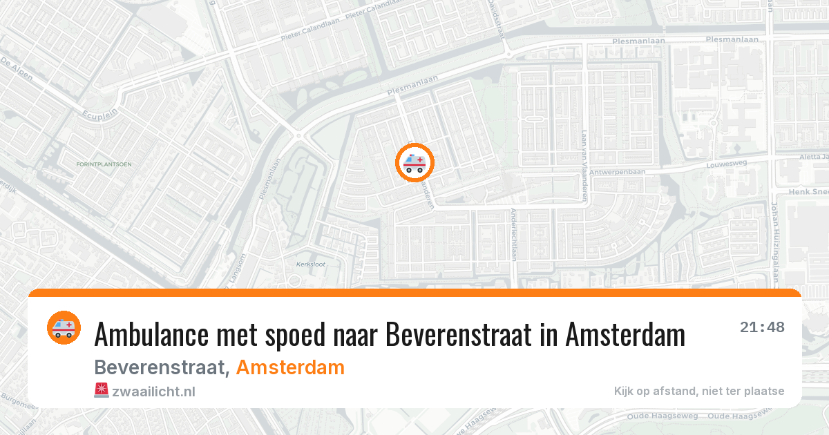 Ambulance met spoed naar Beverenstraat in Amsterdam — 16 jul 2026