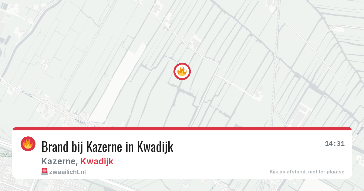 Brand bij Kazerne in Kwadijk — 14 aug 2026