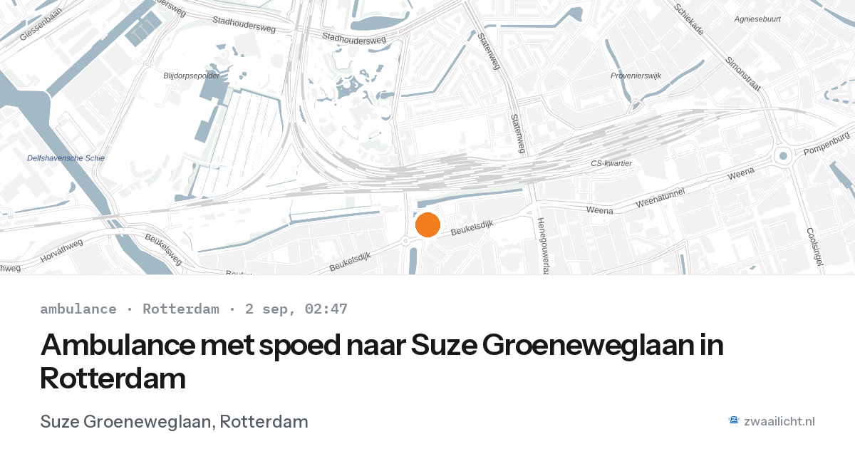 Ambulance met spoed naar Suze Groeneweglaan in Rotterdam — 2 sep 2026