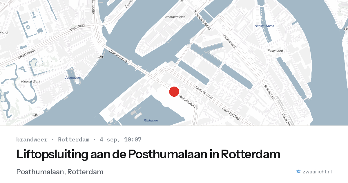 Liftopsluiting aan de Posthumalaan in Rotterdam — 4 sep 2026