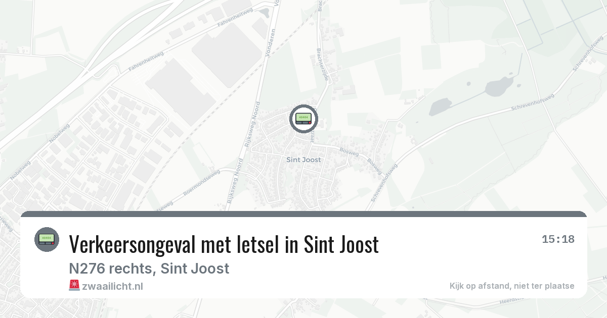 Verkeersongeval met letsel in Sint Joost — 9 jul 2026