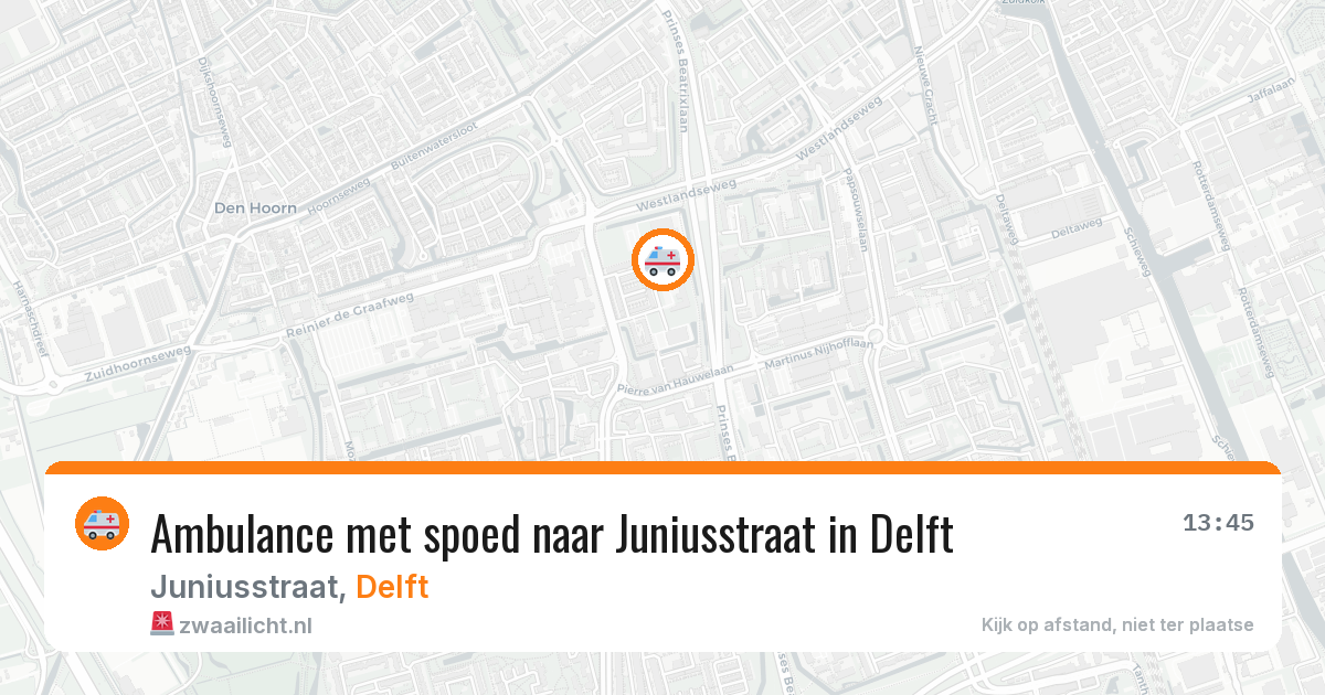 Ambulance met spoed naar Juniusstraat in Delft — 16 apr 2026