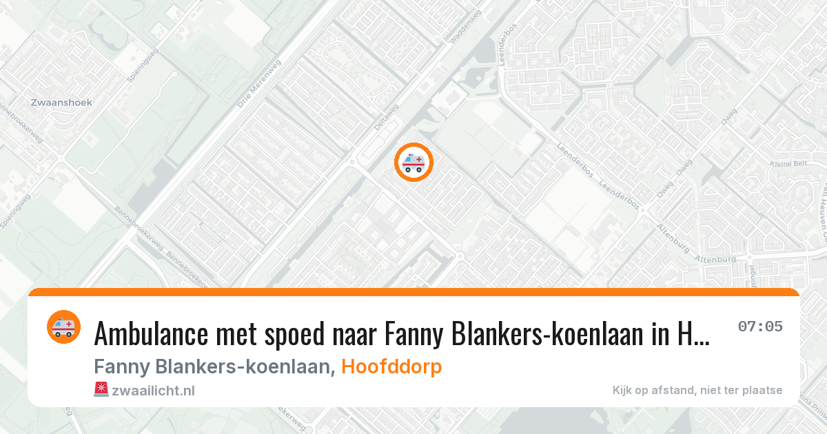 Ambulance met spoed naar Fanny Blankers-koenlaan in Hoofddorp — 8 aug 2026