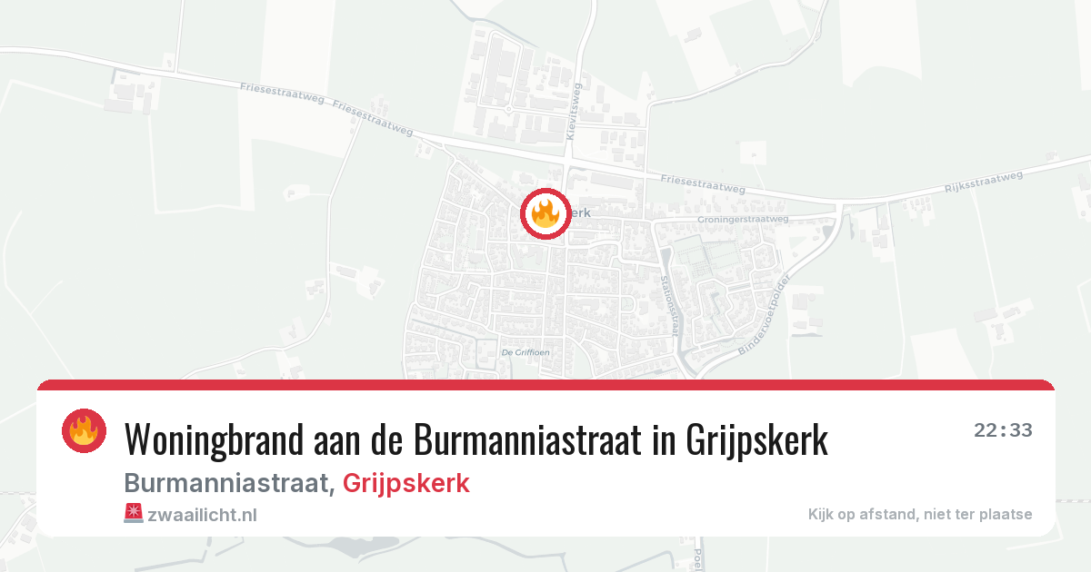 Woningbrand aan de Burmanniastraat in Grijpskerk — 27 jun 2026