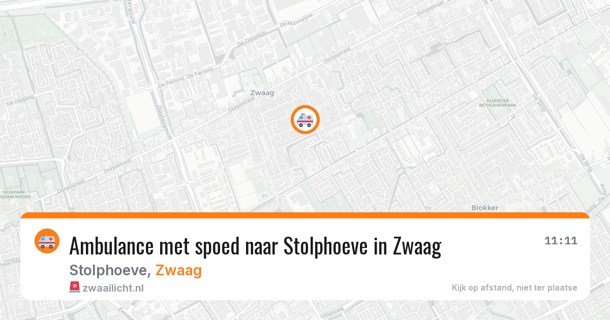 Ambulance met spoed naar Stolphoeve in Zwaag — 17 mrt 2026