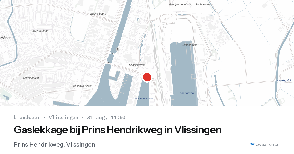 Gaslekkage bij Prins Hendrikweg in Vlissingen — 31 aug 2026
