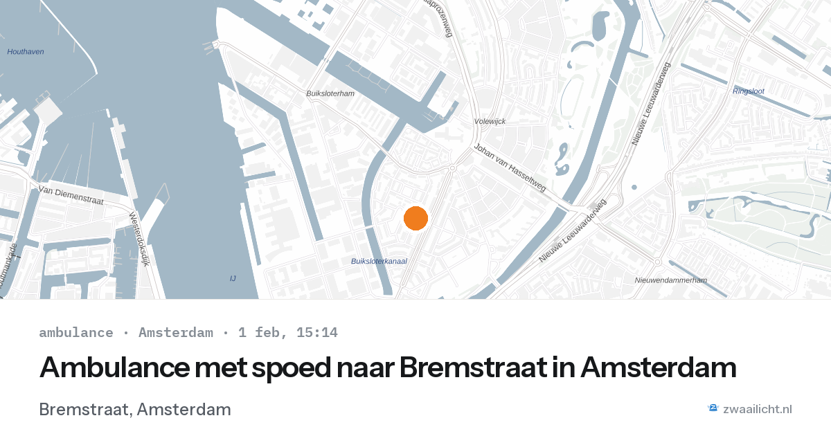 Ambulance met spoed naar Bremstraat in Amsterdam — 1 feb 2026