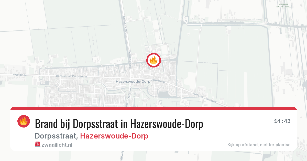 Brand bij Dorpsstraat in Hazerswoude-Dorp — 29 jun 2026