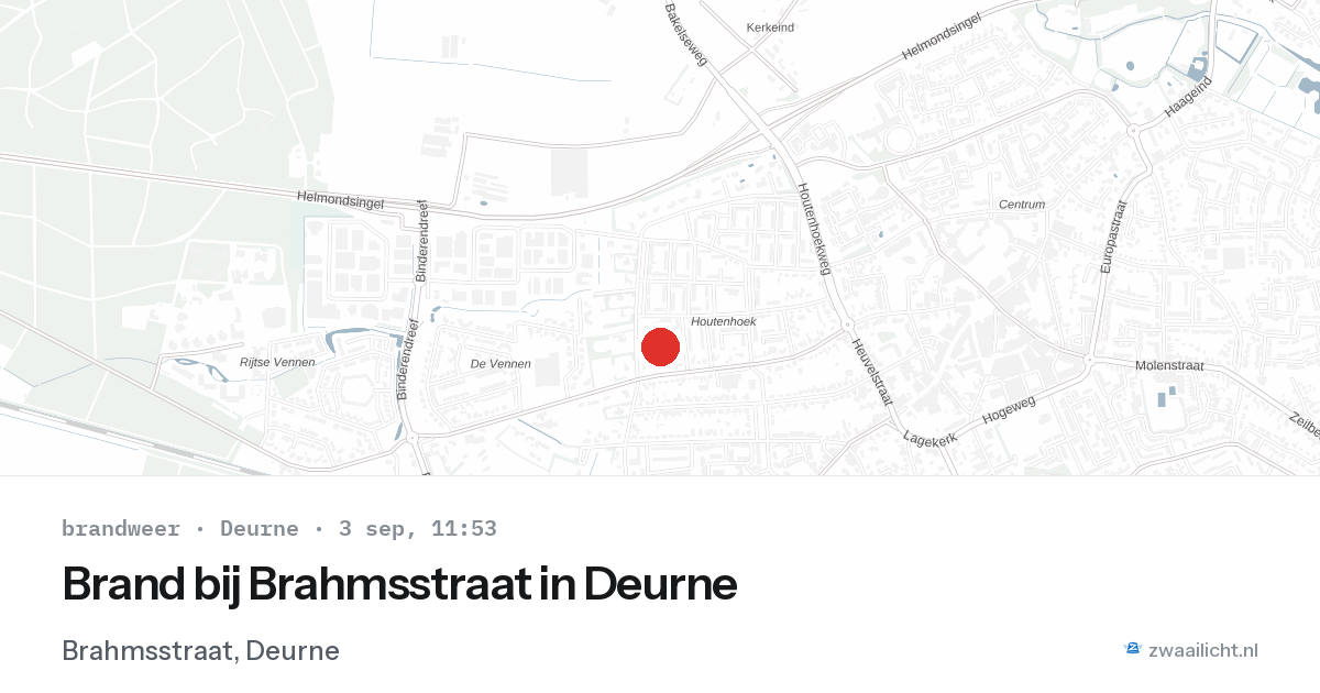 Brand bij Brahmsstraat in Deurne — 3 sep 2026