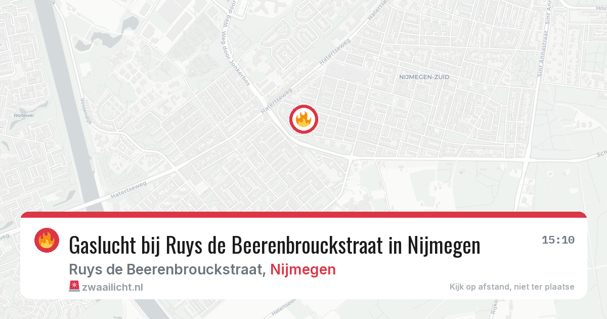 Gaslucht bij Ruys de Beerenbrouckstraat in Nijmegen — 10 mei 2026