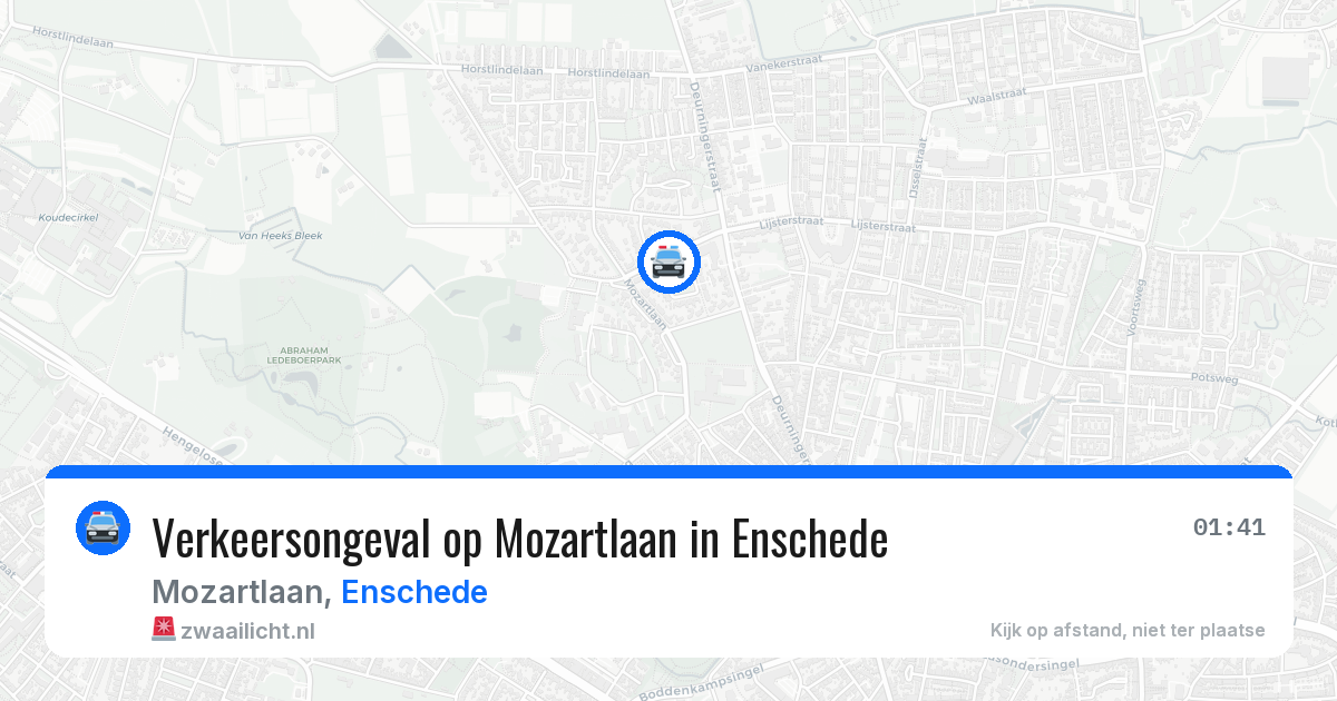 Verkeersongeval op Mozartlaan in Enschede — 9 aug 2026