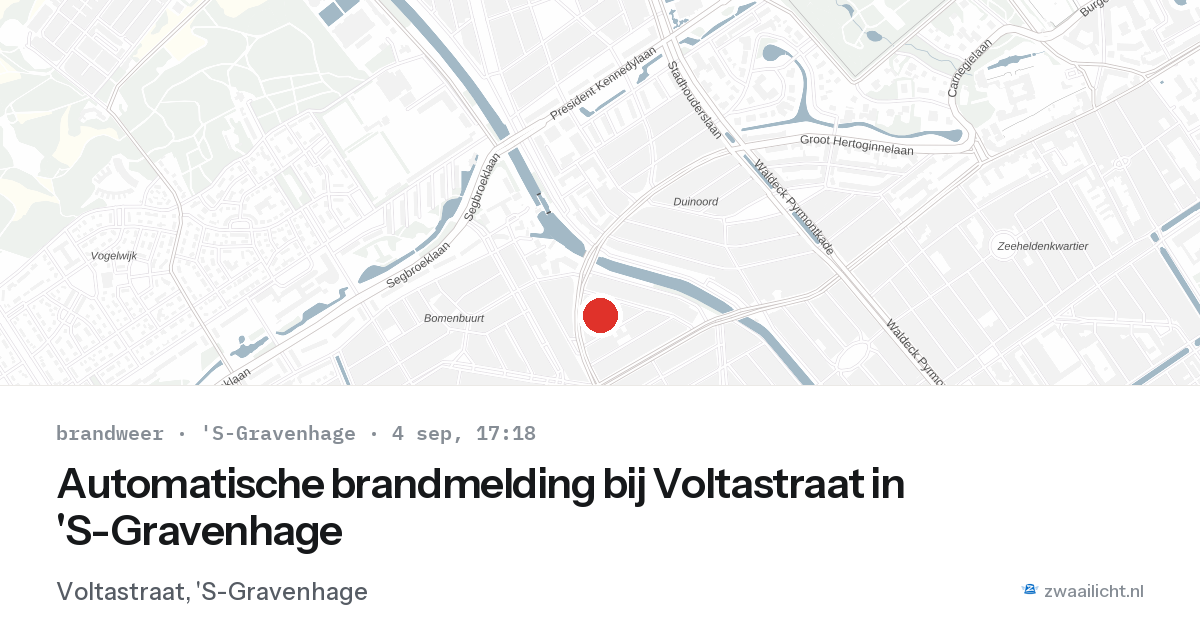 Automatische brandmelding bij Voltastraat in 'S-Gravenhage — 4 sep 2026