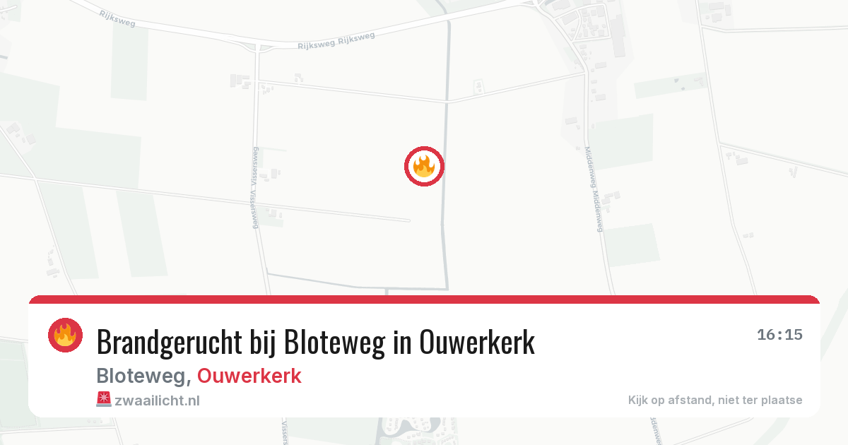 Brandgerucht bij Bloteweg in Ouwerkerk — 21 jun 2026