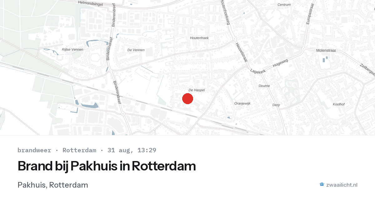 Brand bij Pakhuis in Rotterdam — 31 aug 2026