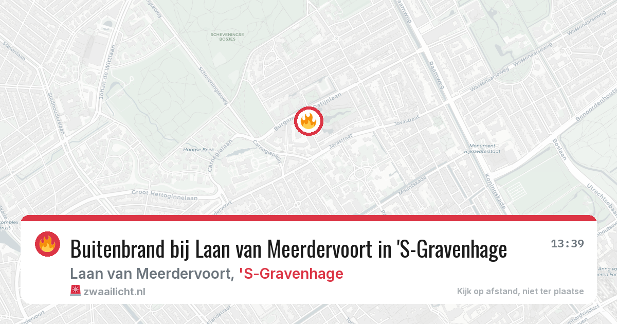 Buitenbrand bij Laan van Meerdervoort in 'S-Gravenhage — 3 aug 2026
