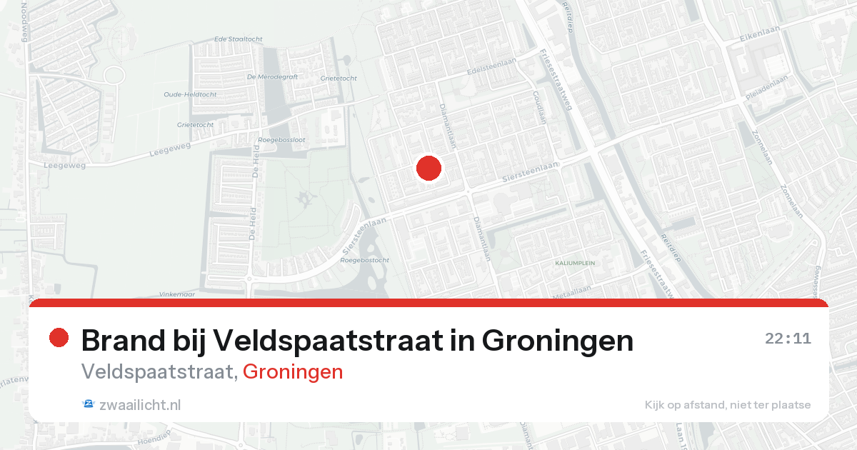 Brand bij Veldspaatstraat in Groningen — 22 aug 2026