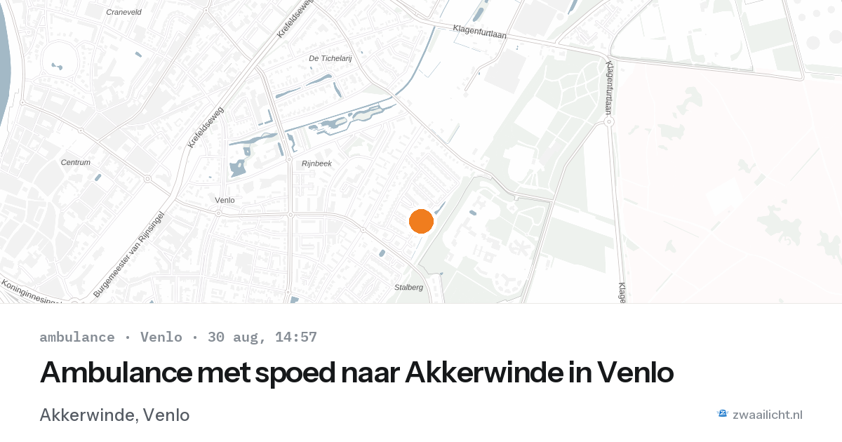 Ambulance met spoed naar Akkerwinde in Venlo — 30 aug 2026