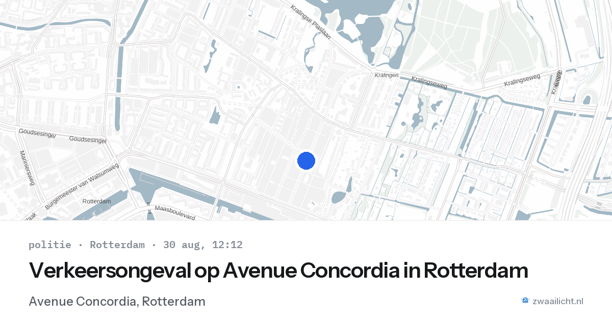 Verkeersongeval op Avenue Concordia in Rotterdam — 30 aug 2026